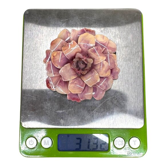 3D Enameled Layered Pink Swirl Flower Carnation Vintage Gold Flower Brooch Pin - Picture 5 of 5